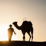 Camel ride at sunset in Agafay Desert near Marrakech